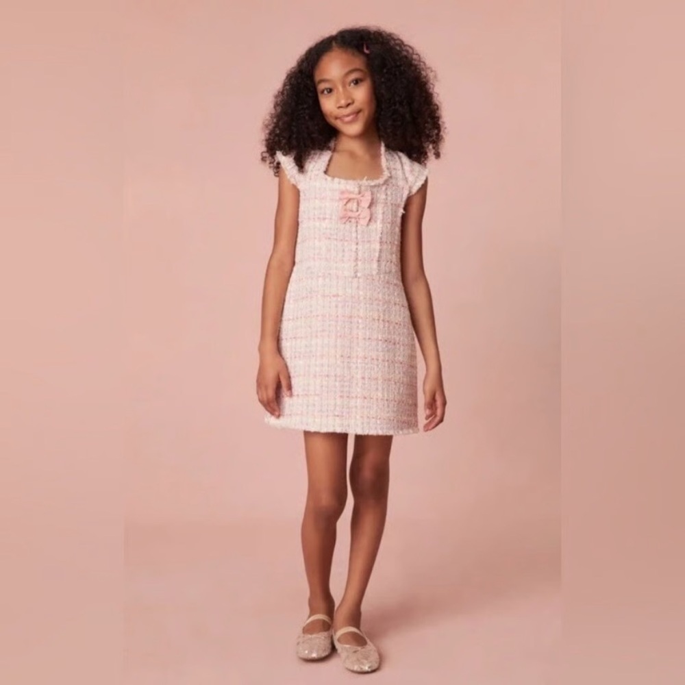 Love Shack Fancy Pink Tweed Kids Dress
